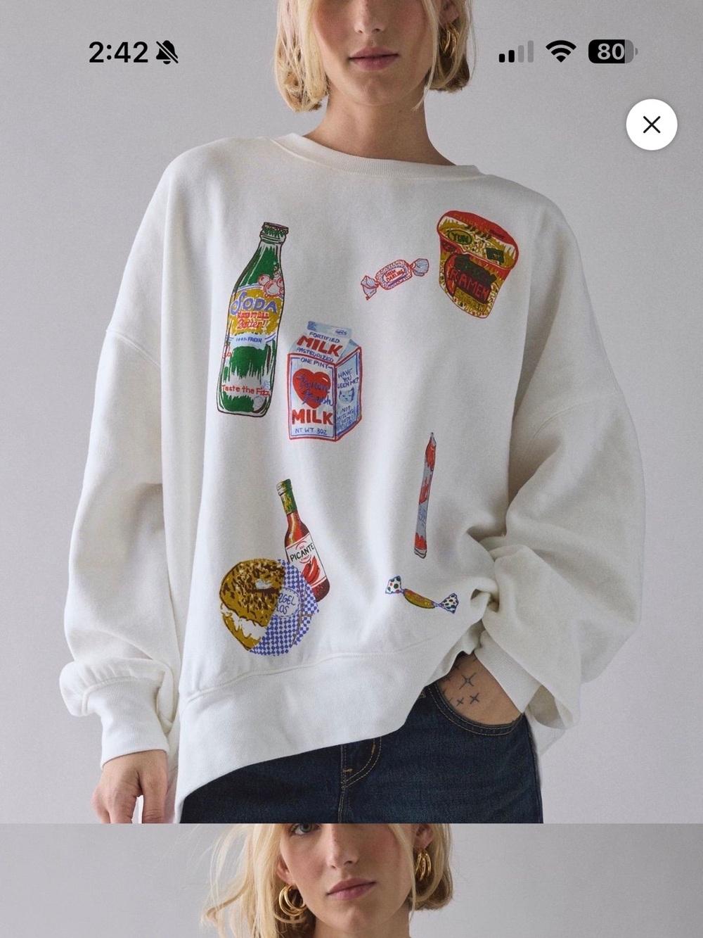 Urban Outfitters Snacky Graphic Oversized Crew S/M #021